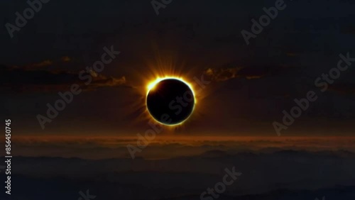 Witness the Mesmerizing Solar Eclipse as the Moon Covers the Sun, Gradually Darkening the Sky in Stunning 8K Ultra HD