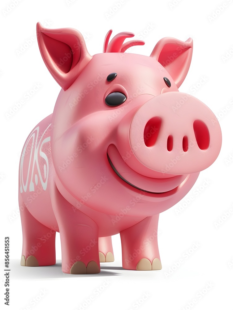 A Cute 3D Rendered Cartoon Pig Icon on a White Background