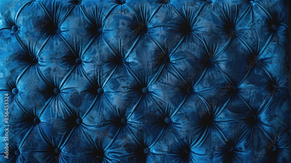 Fototapeta premium Blue vintage sofa with buttoned backrest texture Wallpaper design for pattern and backdrop