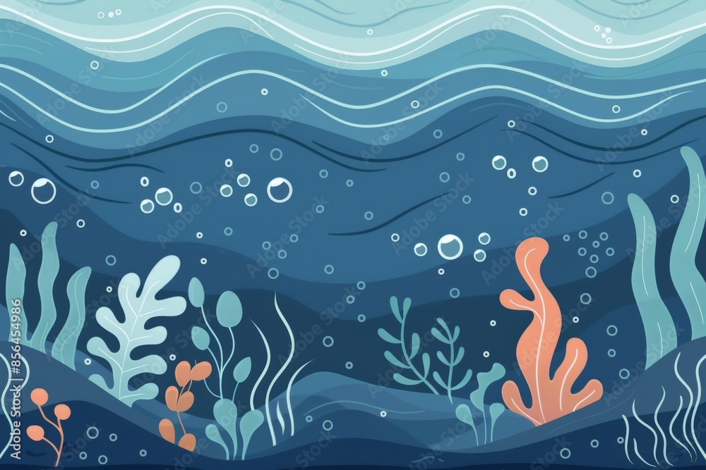 Deep sea flat design side view underwater exploration water color Triadic Color Scheme Deep sea flat design side view underwater exploration water color Triadic Color Scheme
