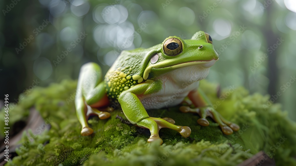 European green tree frog sitting isolated on white. European green tree frog sitting isolated on white.