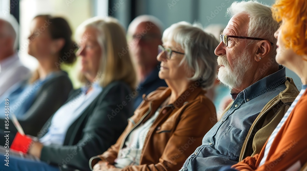 A group of senior adults attentively participating in an educational class demonstrating the concept of lifelong learning : Generative AI A group of senior adults attentively participating in an educational class demonstrating the concept of lifelong learning : Generative AI