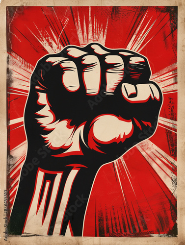 red fist vintage poster