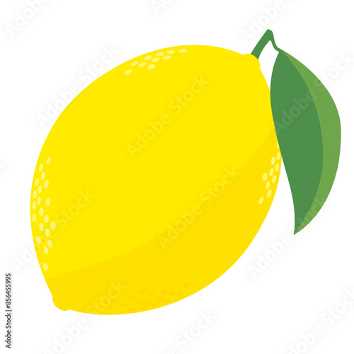 葉のついたレモンのイラスト カラー 線なし