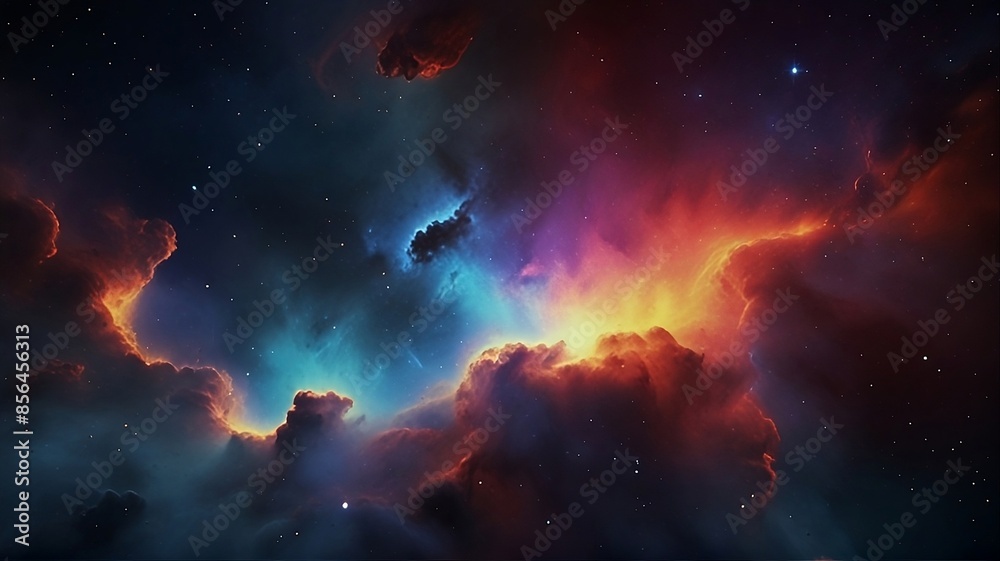 Fototapeta premium Galaxies Adorned with Bright Stars and Orbiting Planet