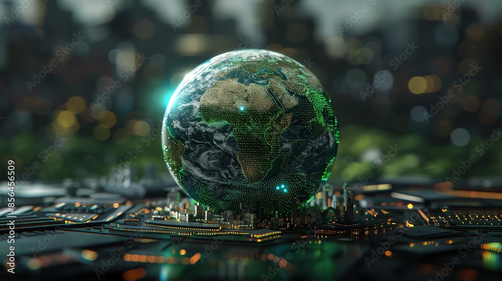 Hightech 3D Earth model with interactive layers, showing climate zones ...