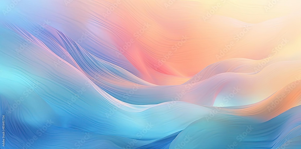color background with blue and pink hues in the form of waves, featuring a vase of flowers, a stack of books, and a cup of coffee