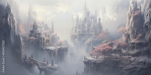 computer backgrounds aesthetic fantasy castle in the sky wallpapers © Siasart Studio