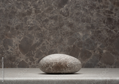 natural stones for product presentation. stones with texture in a composition for a podium background. medicine perfumery jewelry cosmetics concept