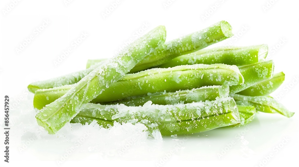 Deep freezing of vegetables Frozen food vegetables Frozen green beans frozen bunch of cut string beans isolated on a white background : Generative AI Deep freezing of vegetables Frozen food vegetables Frozen green beans frozen bunch of cut string beans isolated on a white background : Generative AI