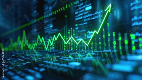 Obraz na płótnie Green Upward Trend Stock Market Data w salonie