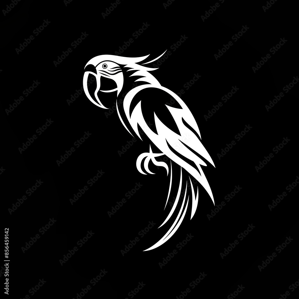 Fototapeta premium white Scarlet macaw on a black background