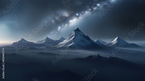 Wallpaper Mural In the vast expanse of space, a tranquil mountain landscape unfolds, surrounded by the echoing silence of the void against the backdrop of the infinite universe. Generative AI Torontodigital.ca