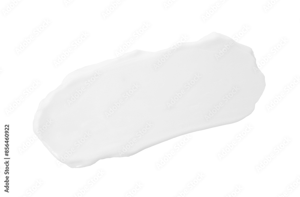 Sample of face cream isolated on white, top view