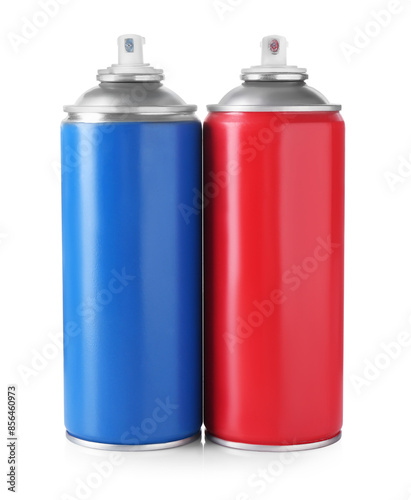 Two spray paint cans isolated on white