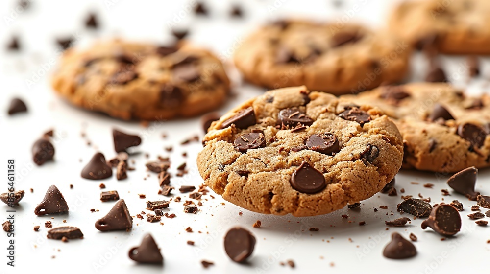 Chocolate Chip Cookies in Motion, Clipping Path Provided Chocolate Chip Cookies in Motion, Clipping Path Provided