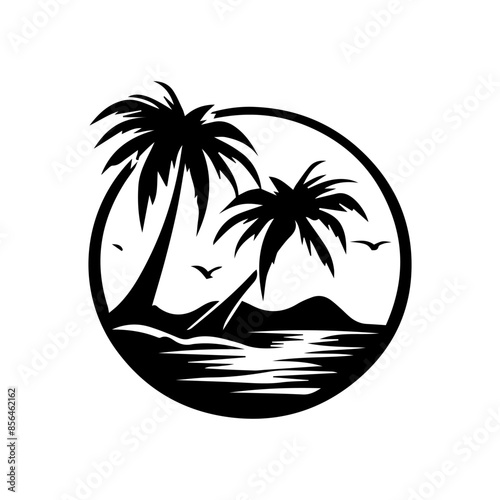 silhouette of a tropical island