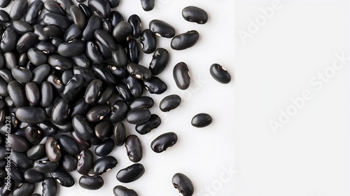 Black beans Urad dal black gram vigna mungo isolated on white background Top view Flat lay Makro : Generative AI