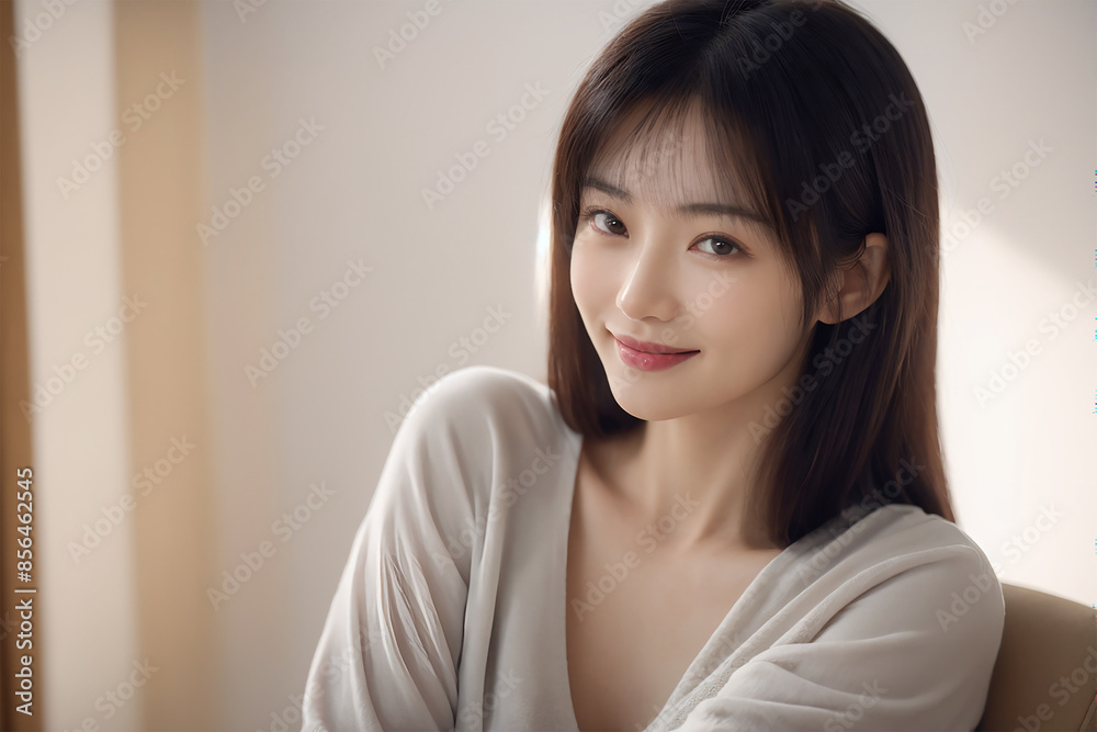 A woman in a white shirt is smiling and wearing a white shirt A woman in a white shirt is smiling and wearing a white shirt
