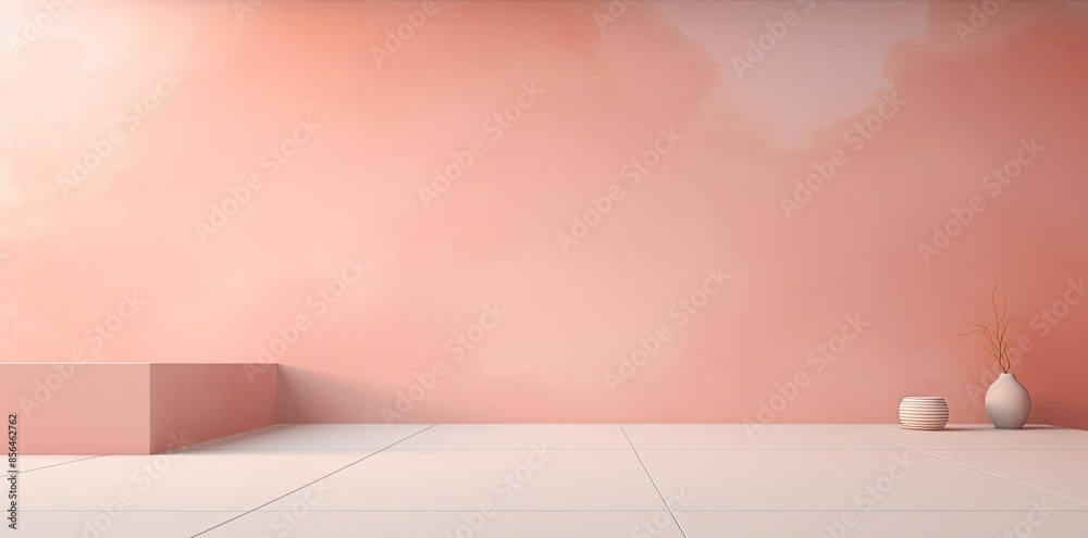 minimalistic background with a white vase on a white floor against a pink wall minimalistic background with a white vase on a white floor against a pink wall