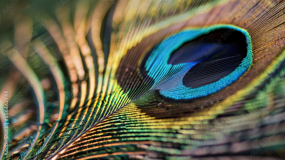 Naklejka premium close up of a peacock feather, pavo real