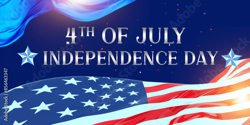 Happy 4th of July .Independence day USA sale promotion advertising banner template american balloons flag decor.4th of July celebration poster template
 photo