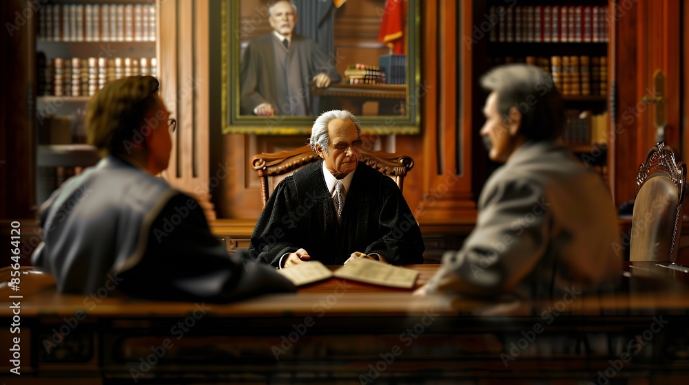 judge on wooden table And experienced lawyers meet with clients and give advice behind the scenes legal services legal consulting concept : Generative AI judge on wooden table And experienced lawyers meet with clients and give advice behind the scenes legal services legal consulting concept : Generative AI