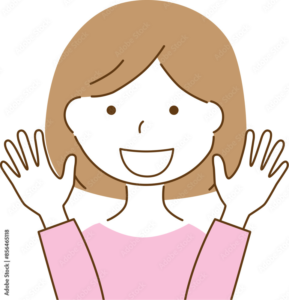 手を開いて喜ぶ女性のイラスト
手を開いて喜ぶ女性のイラスト