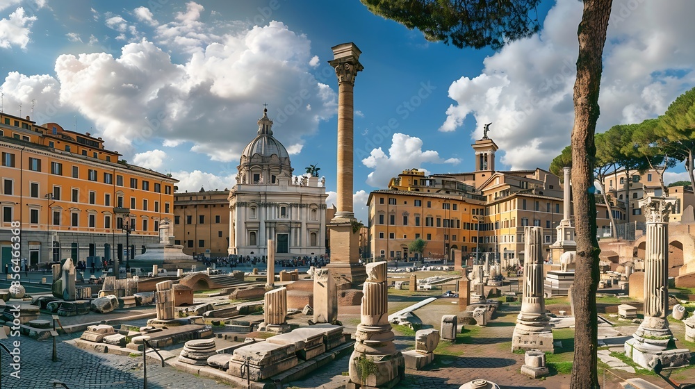 Obraz premium Forum and markets of trajan rome lazio italy europe : Generative AI