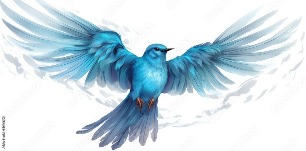Fototapeta premium transparent background twitter logo blue bird flying in the air