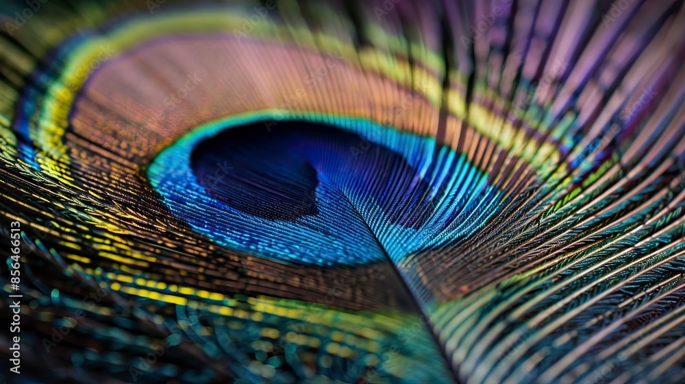 Fototapeta premium Peacock feather macro image, pavo real