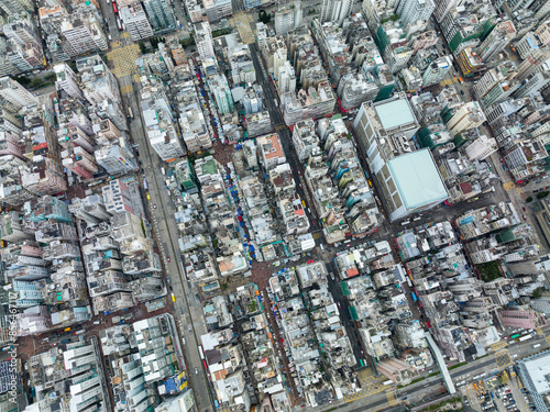 Top view of Hong Kong kowloon in Mong Kok district