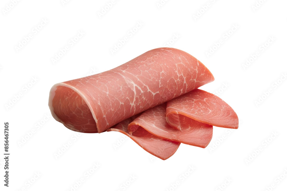 Close-up of thinly sliced deli ham, showcasing its texture and fresh quality. Perfect for sandwiches and charcuterie boards. Close-up of thinly sliced deli ham, showcasing its texture and fresh quality. Perfect for sandwiches and charcuterie boards.