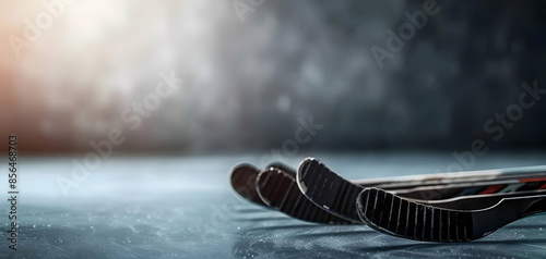 Hockey sticks Choosing the right one close up, equipment guide, realistic, silhouette, sporting goods store
