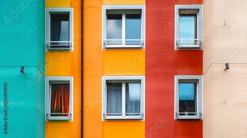 Colorful apartment homes close to each other : Generative AI