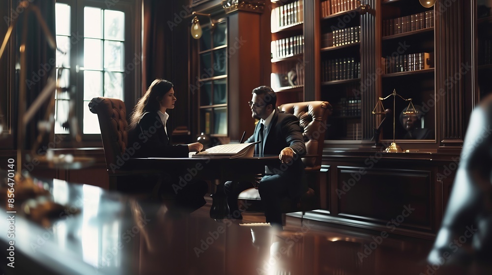 The lawyers sitting in their office is meticulously examining the judicial documents to gather crucial information and build a strong legal strategy for their clients case : Generative AI