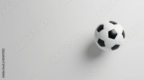 Soccer ball flying on a white background with space for text