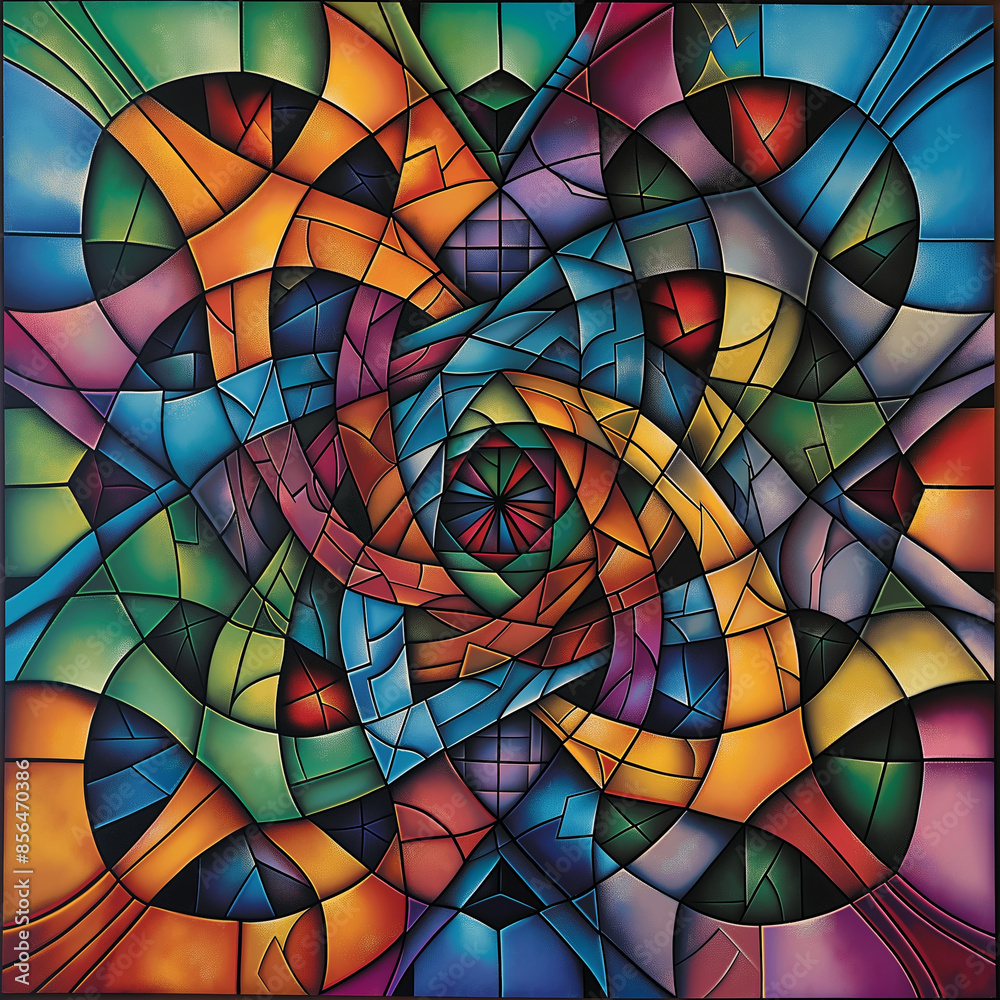 Colorful Geometric Pattern with Intricate Layered Design Colorful Geometric Pattern with Intricate Layered Design