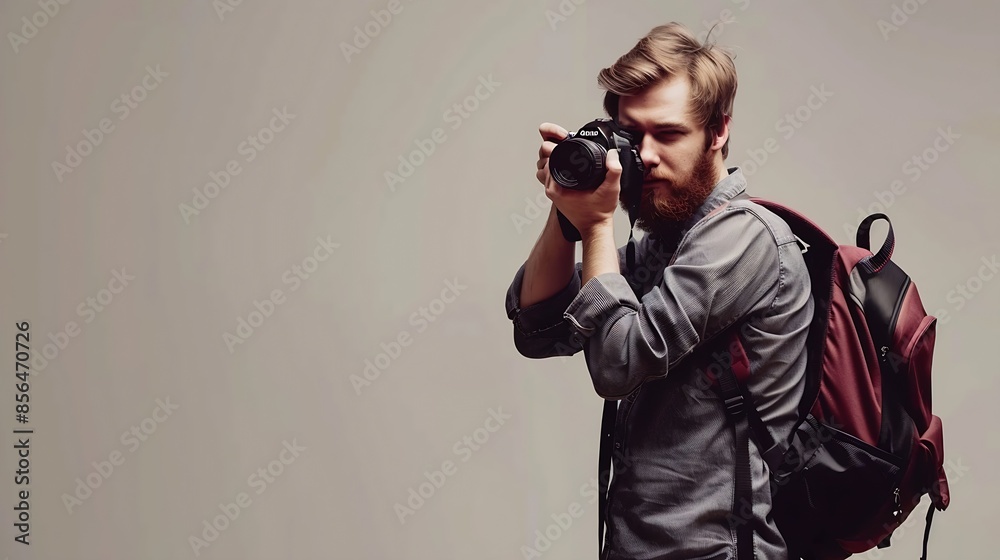 A photographer with a camera and his photographic works : Generative AI A photographer with a camera and his photographic works : Generative AI
