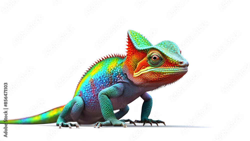 Fototapeta premium A colorful lizard with a green head