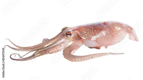 Fresh squid isolated on white background Squid isolated on white with clipping path : Generative AI photo