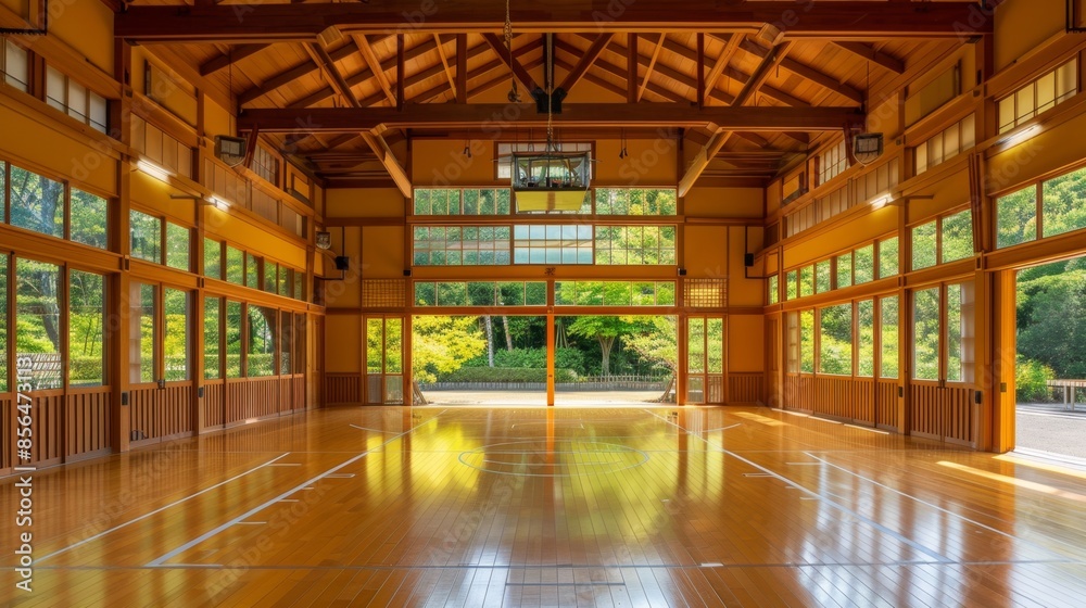 Beautiful Japanese-Style Gymnasium, Generative AI Beautiful Japanese-Style Gymnasium, Generative AI