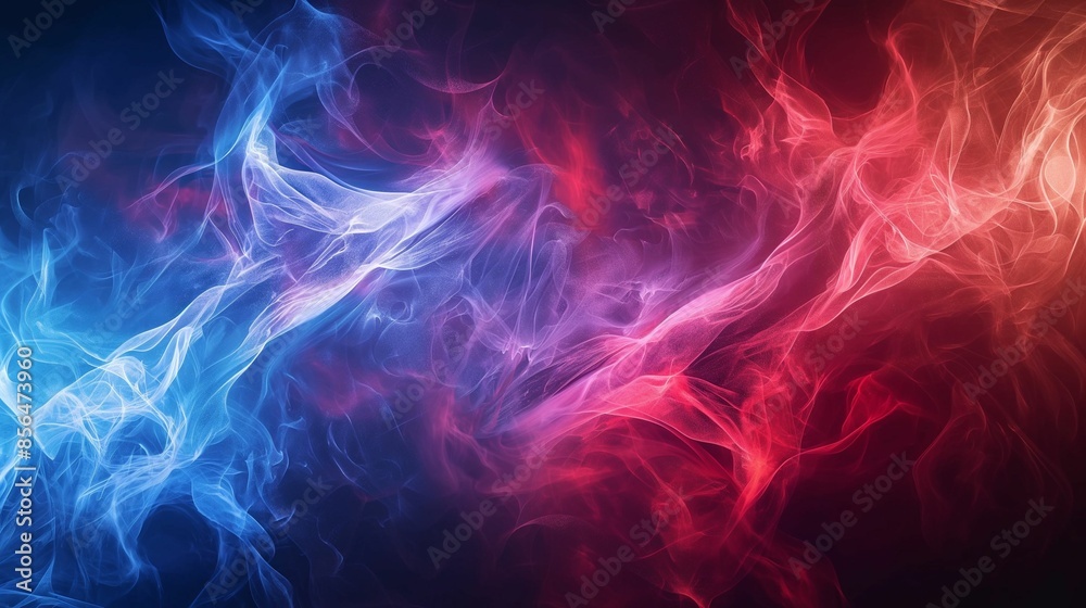 Abstract digital art of intertwining pink and blue smoke-like patterns on a dark background. Abstract digital art of intertwining pink and blue smoke-like patterns on a dark background.