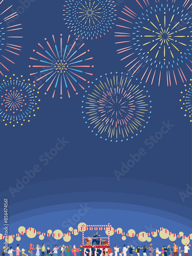 多様性の高い盆踊りと打ち上げ花火の背景3