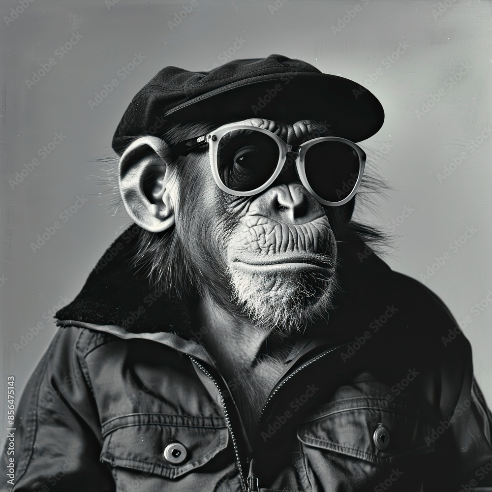 Monkey in sunglasses and a cap Monkey in sunglasses and a cap