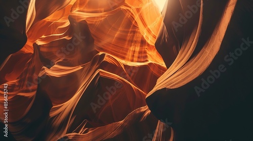 Antelope canyon in Arizona USA is a natural wonder magic place and tourist attraction formed by the power of erosion Redorange sandstone washed out by water in colorul shapes illuminat : Generative AI photo