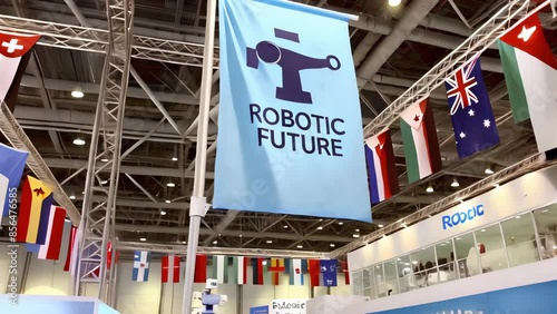 International Robotic Future Expo With Flags and Robots