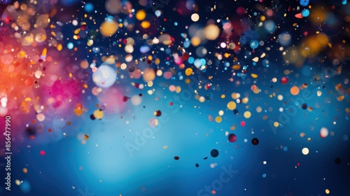 Confetti pieces floating in the air with colorful bokeh effects in the background, creating a festive and lively celebration scene.