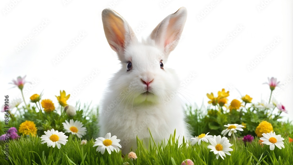 White Rabbit In A Field of Flowers White Rabbit In A Field of Flowers