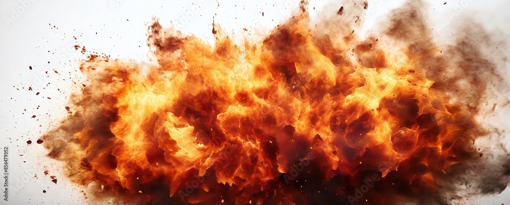 Obraz premium The image captures a dramatic scene of an explosion